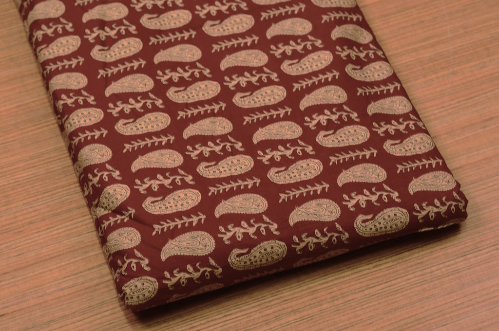Maroon  Cotton Churidar Material Set with Top, Bottom & Shawl – 44 – Nushio by Pulpel
