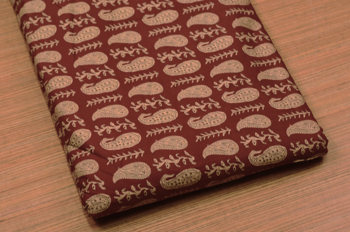 Maroon  Cotton Churidar Material Set with Top, Bottom & Shawl – 44 – Nushio by Pulpel