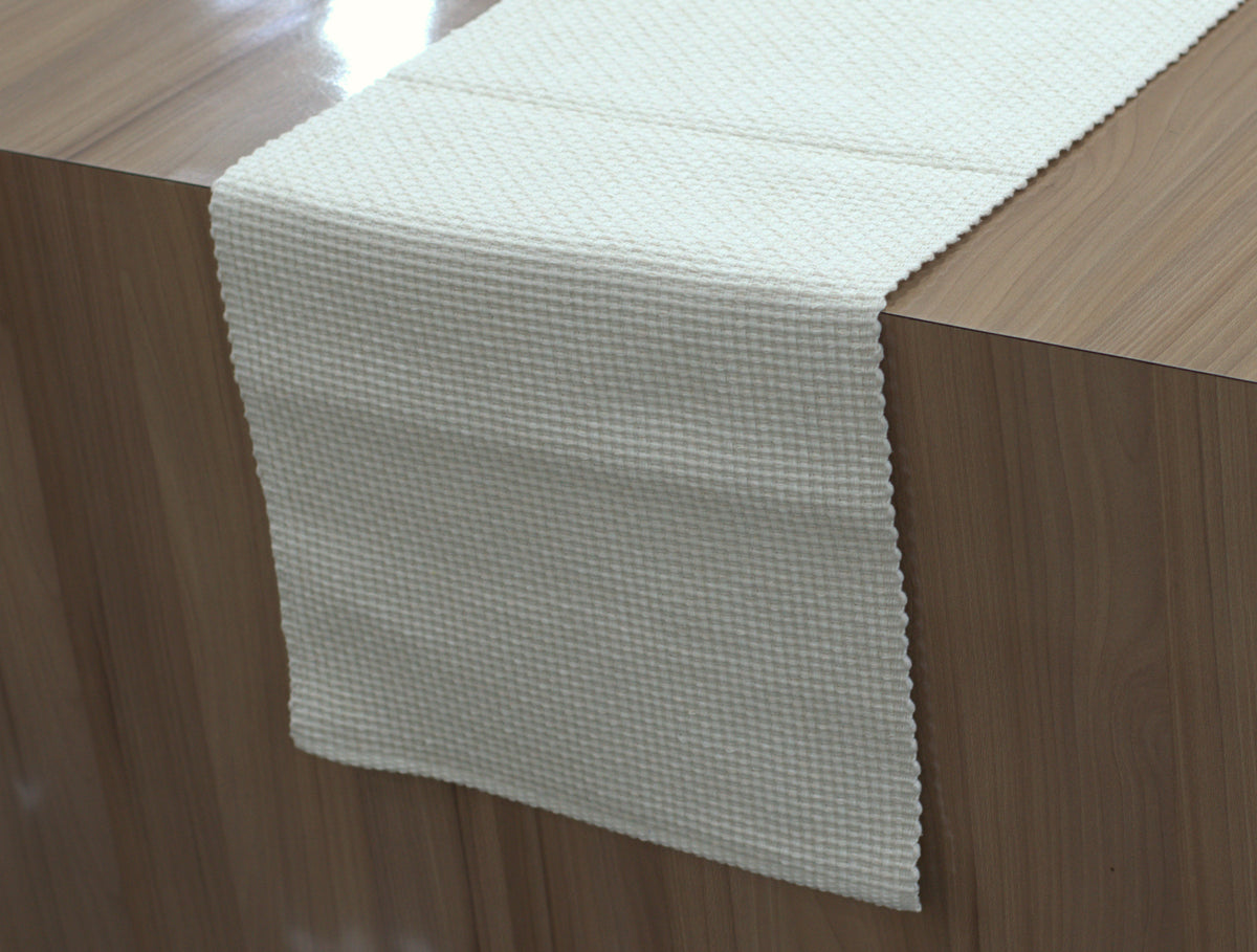 Textured Off-White Cotton Table Runner – 1.75 M x 35 cm