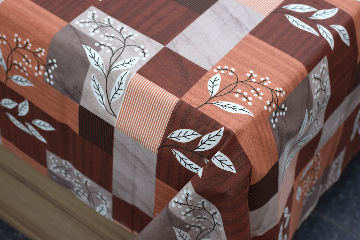 Queen Size Bedspread – Brown & Peach Floral Patchwork Print