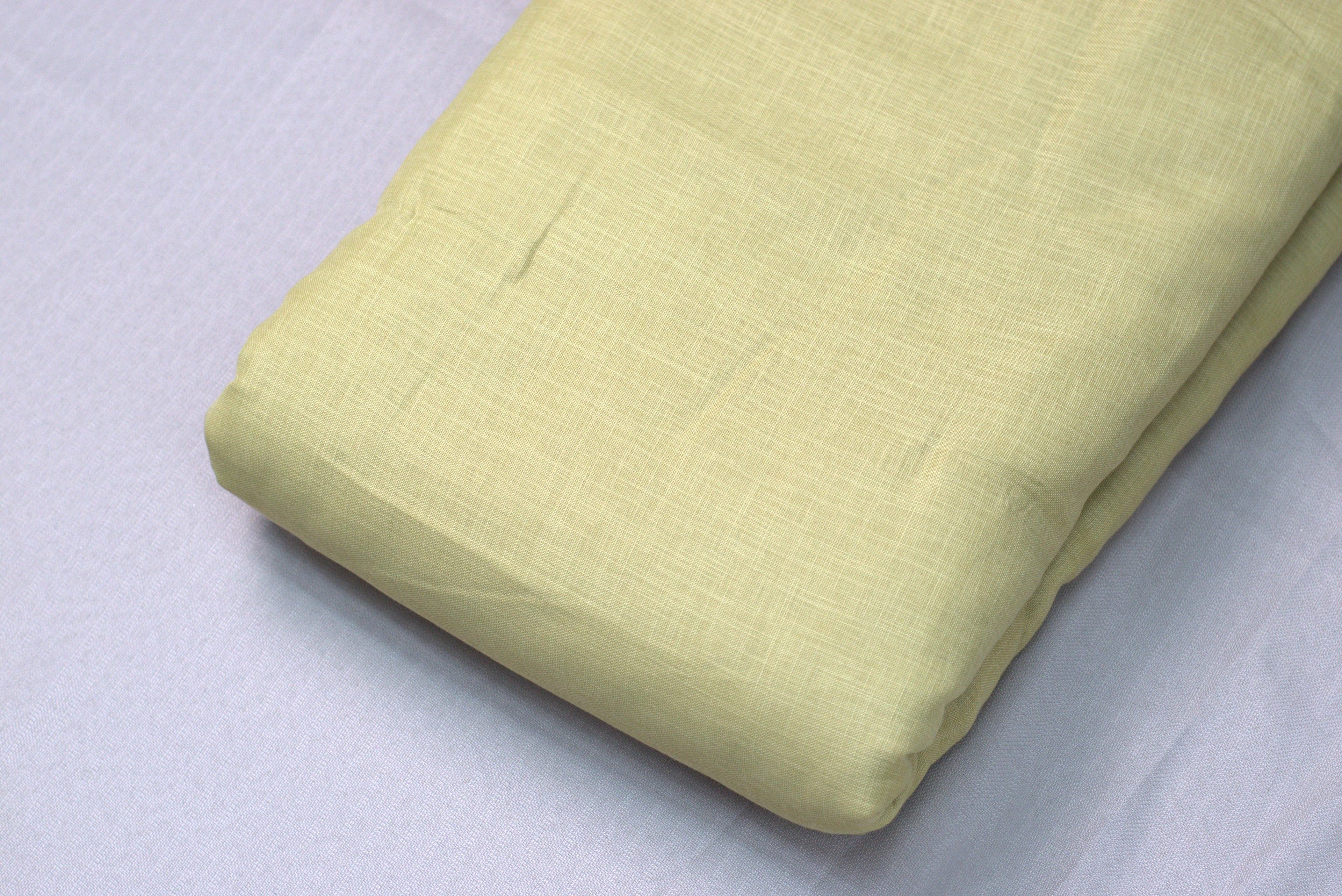 Elegant Pastel Lime Semi Linen Dress Material Set – Floral Print | 44" Width