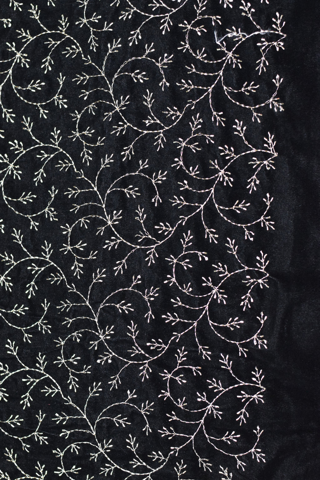 Elegant Black Velvet Embroidered Dress Material Set (Top & Bottom) – 44" Width