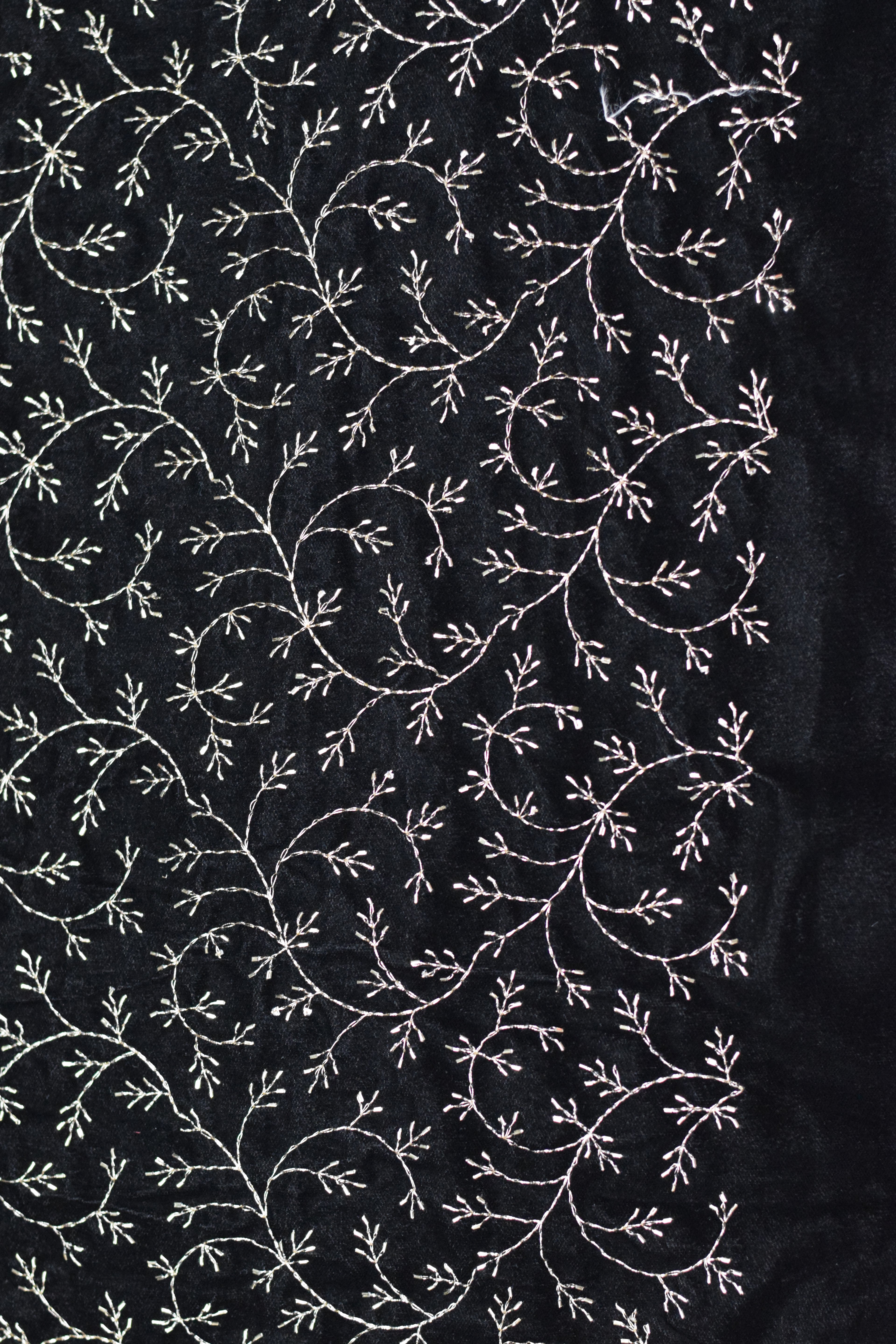 Elegant Black Velvet Embroidered Dress Material Set (Top & Bottom) – 44" Width