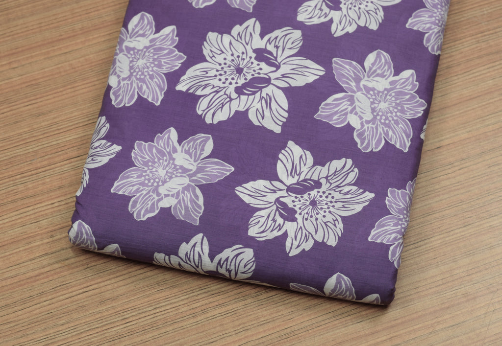 Purple  Cotton Churidar Material Set with Top, Bottom & Shawl – 44 – Nushio by Pulpel