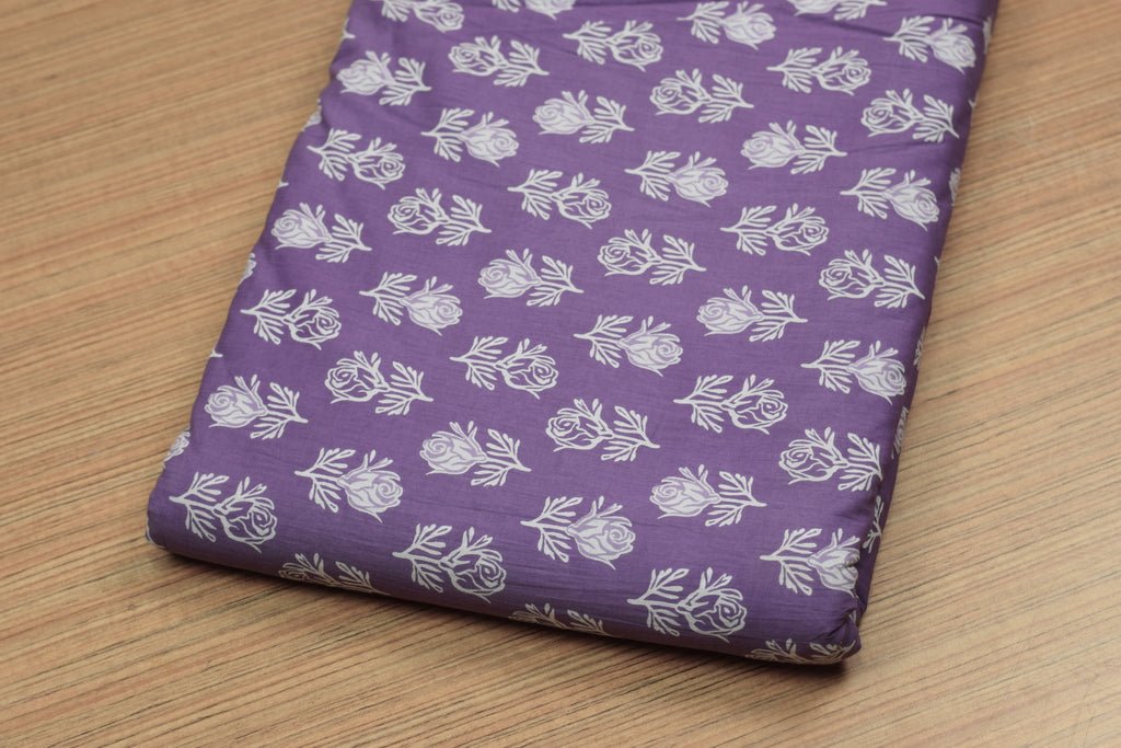 Purple  Cotton Churidar Material Set with Top, Bottom & Shawl – 44 – Nushio by Pulpel
