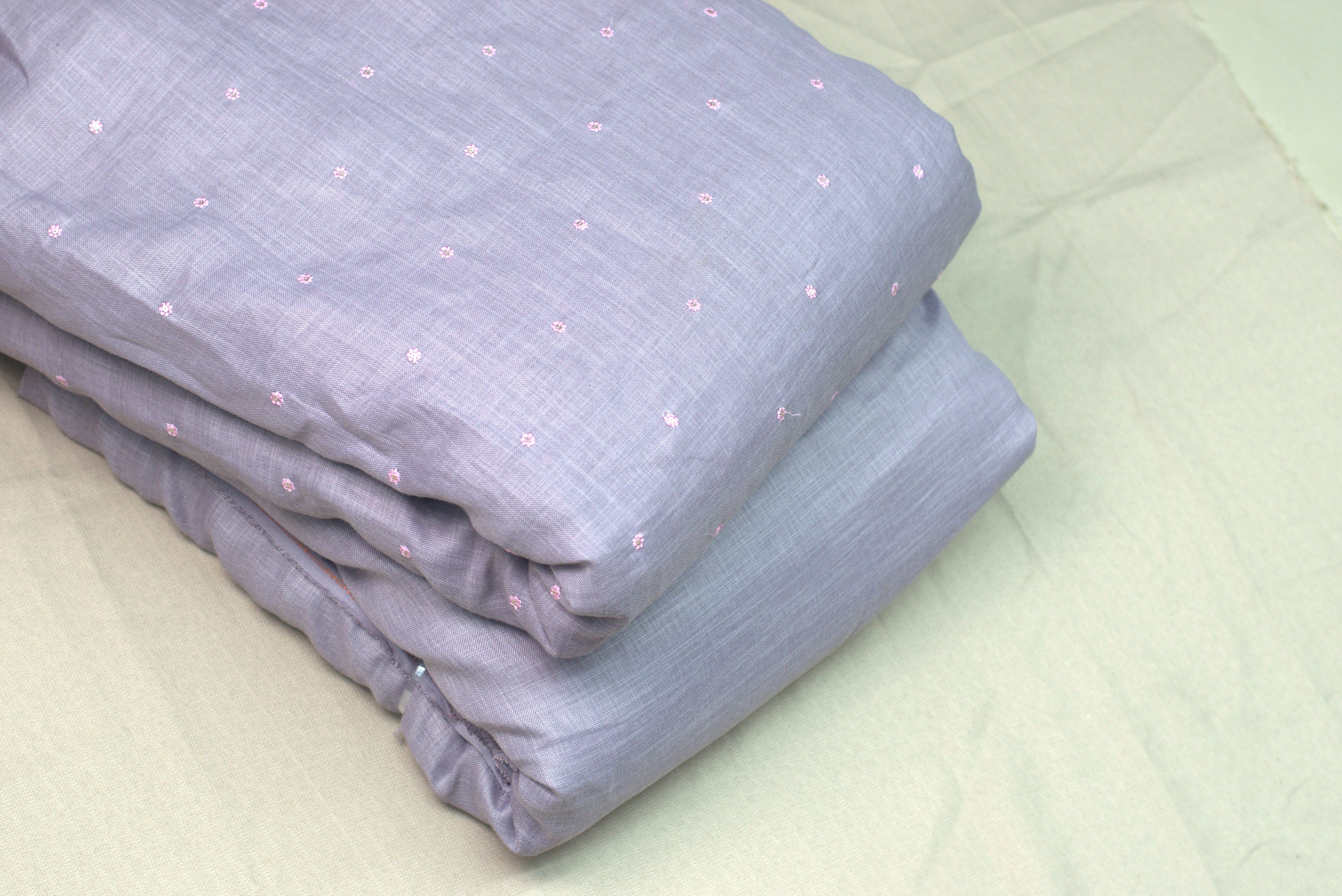 Elegant Grey Semi Linen Dress Material Set with Subtle Floral Butti – 44" Width