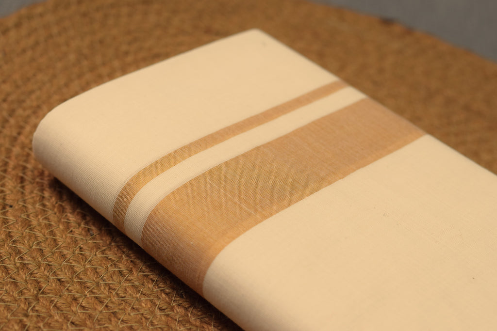Premium Kerala Kasavu Mundu – Traditional cream & Gold Border Dhoti