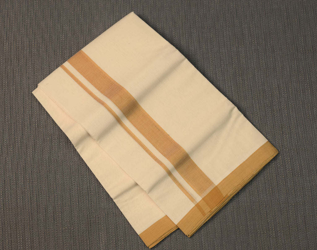 Premium Kerala Kasavu Mundu – Traditional cream & Gold Border Dhoti