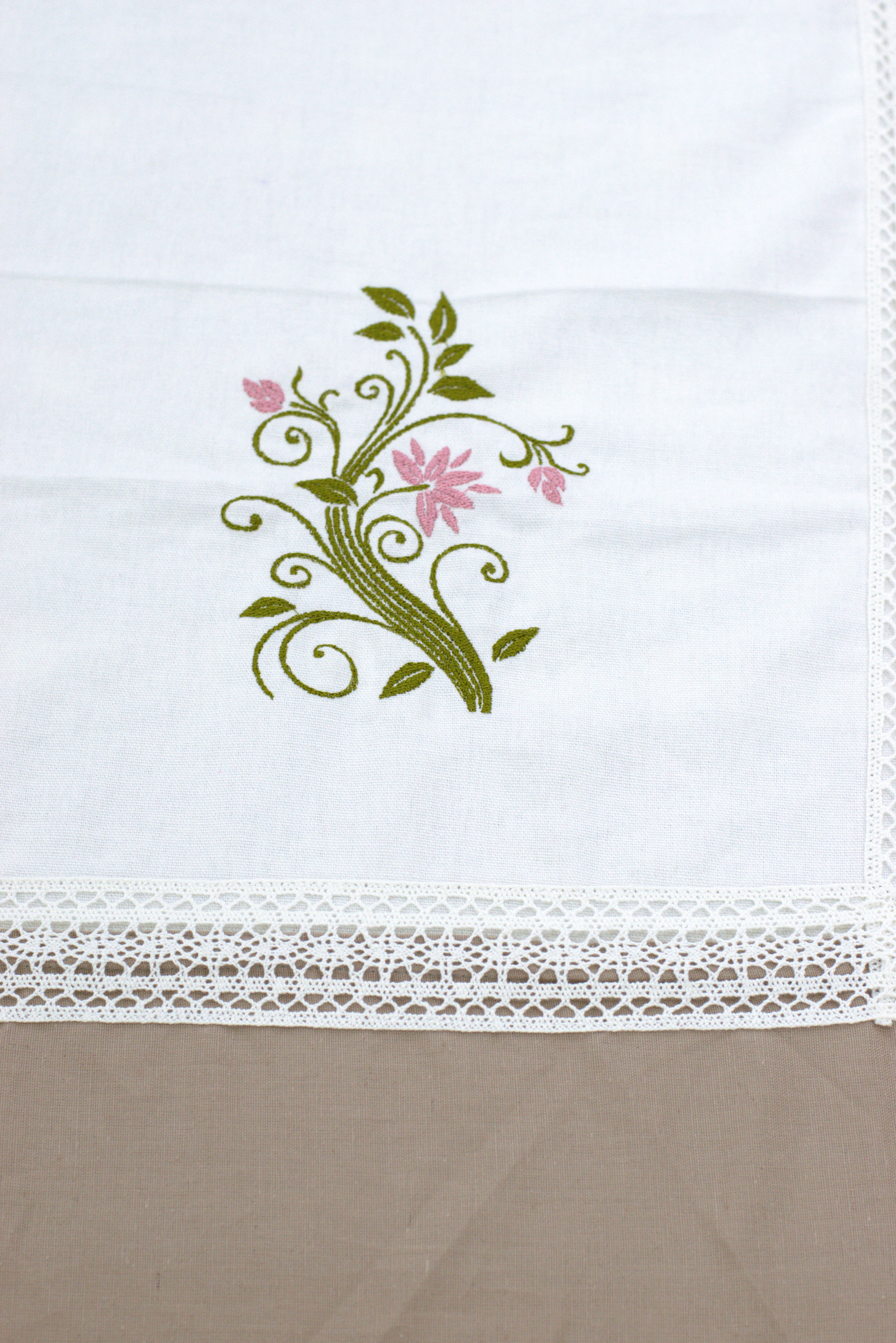 Premium King Size Cotton Bedspread Set with Embroidered Floral Lace Panel