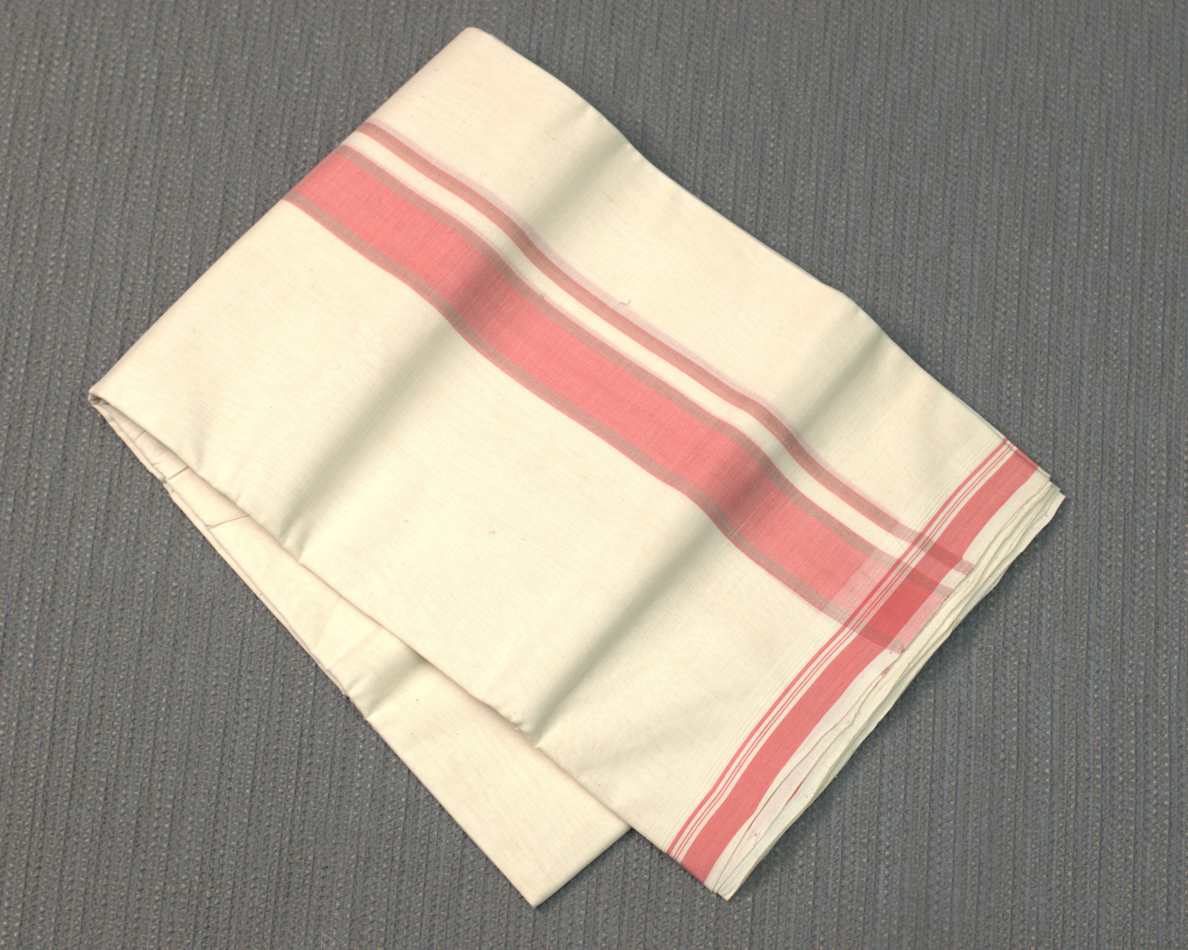 Premium Cotton Double Mundu with Elegant Pink Border