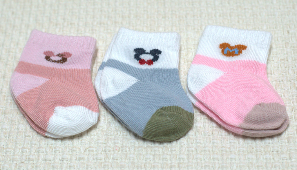 Baby Socks – 3 Colour Cute Cartoon Pattern Soft Cotton Socks