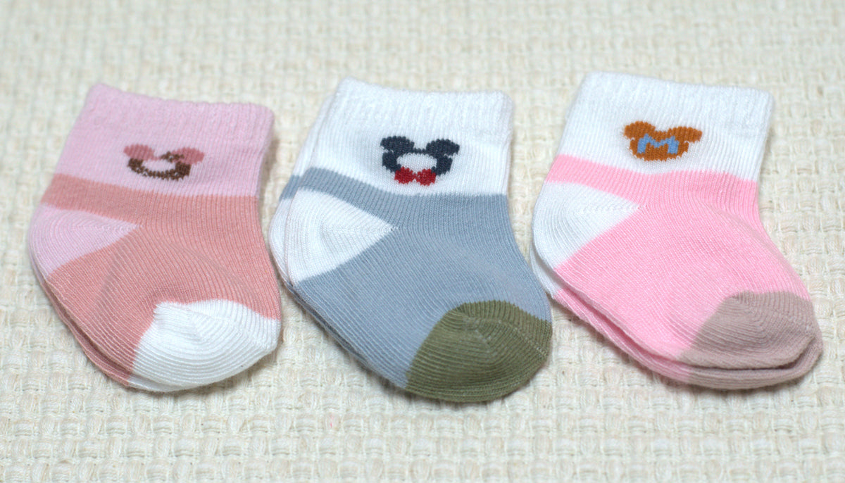 Baby Socks – 3 Colour Cute Cartoon Pattern Soft Cotton Socks