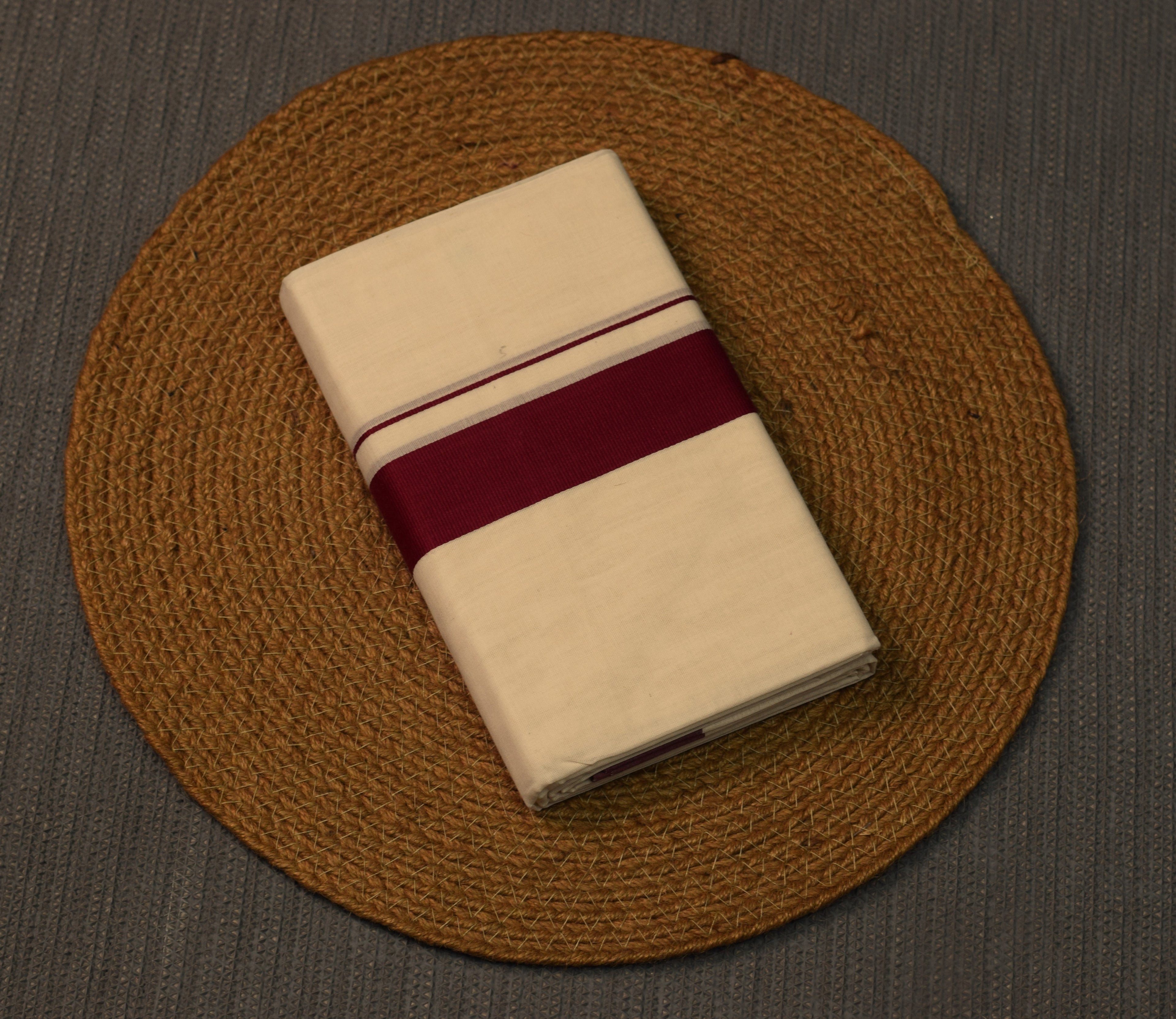 Traditional Kodi Double Mundu with Maroon Border
