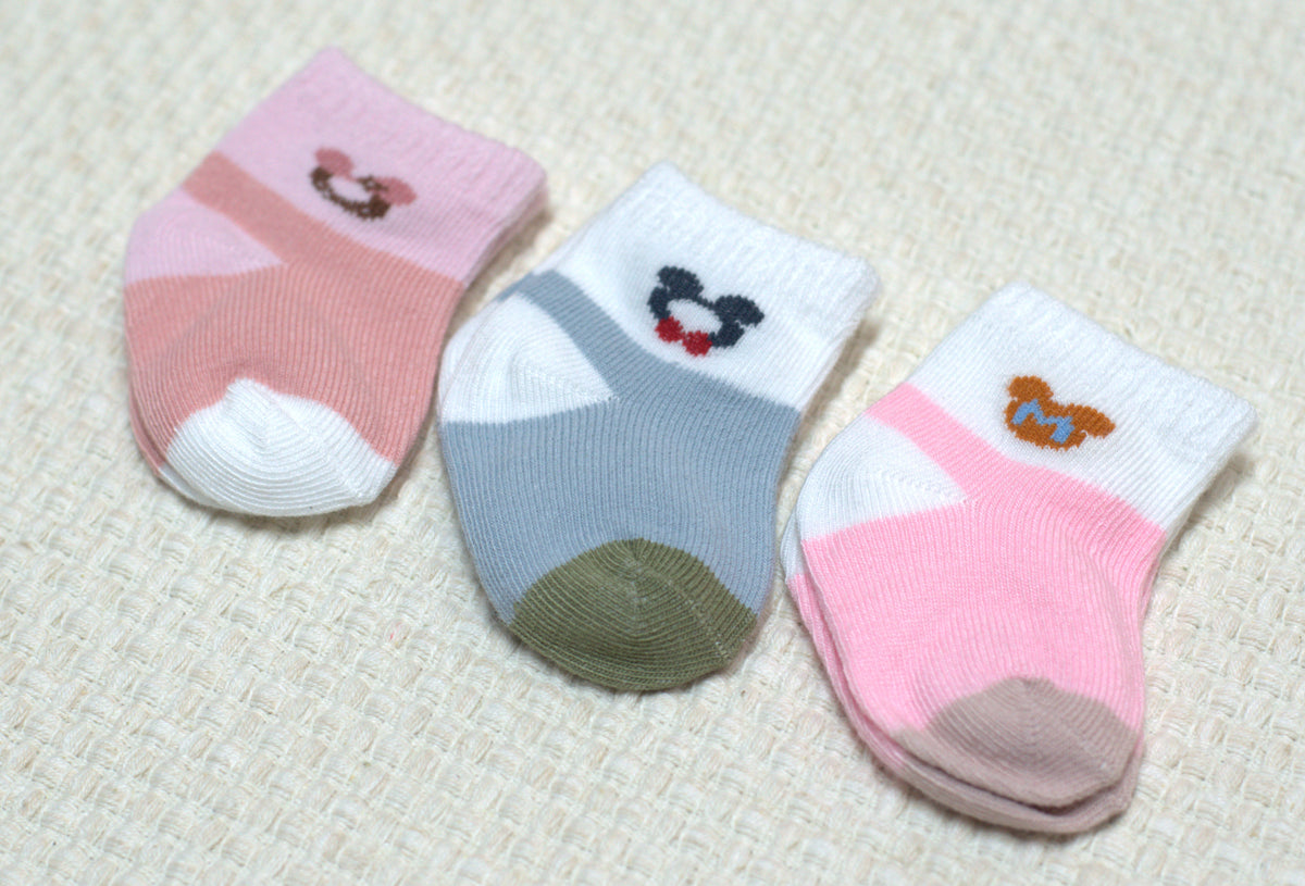 Baby Socks – 3 Colour Cute Cartoon Pattern Soft Cotton Socks
