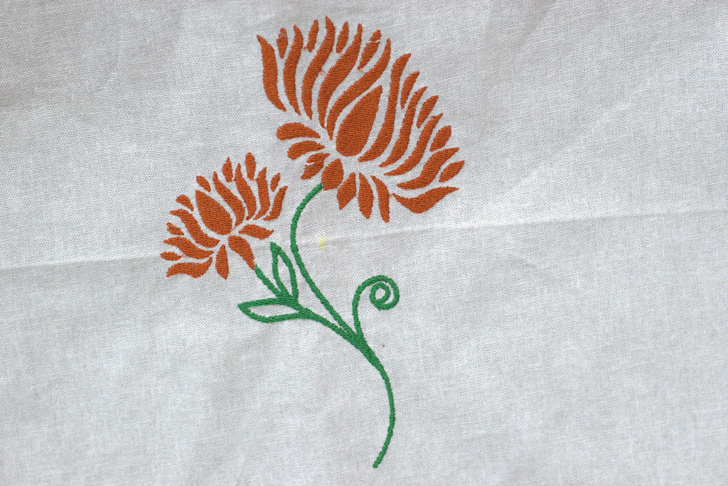Floral Embroidered Chair Back Cover Set