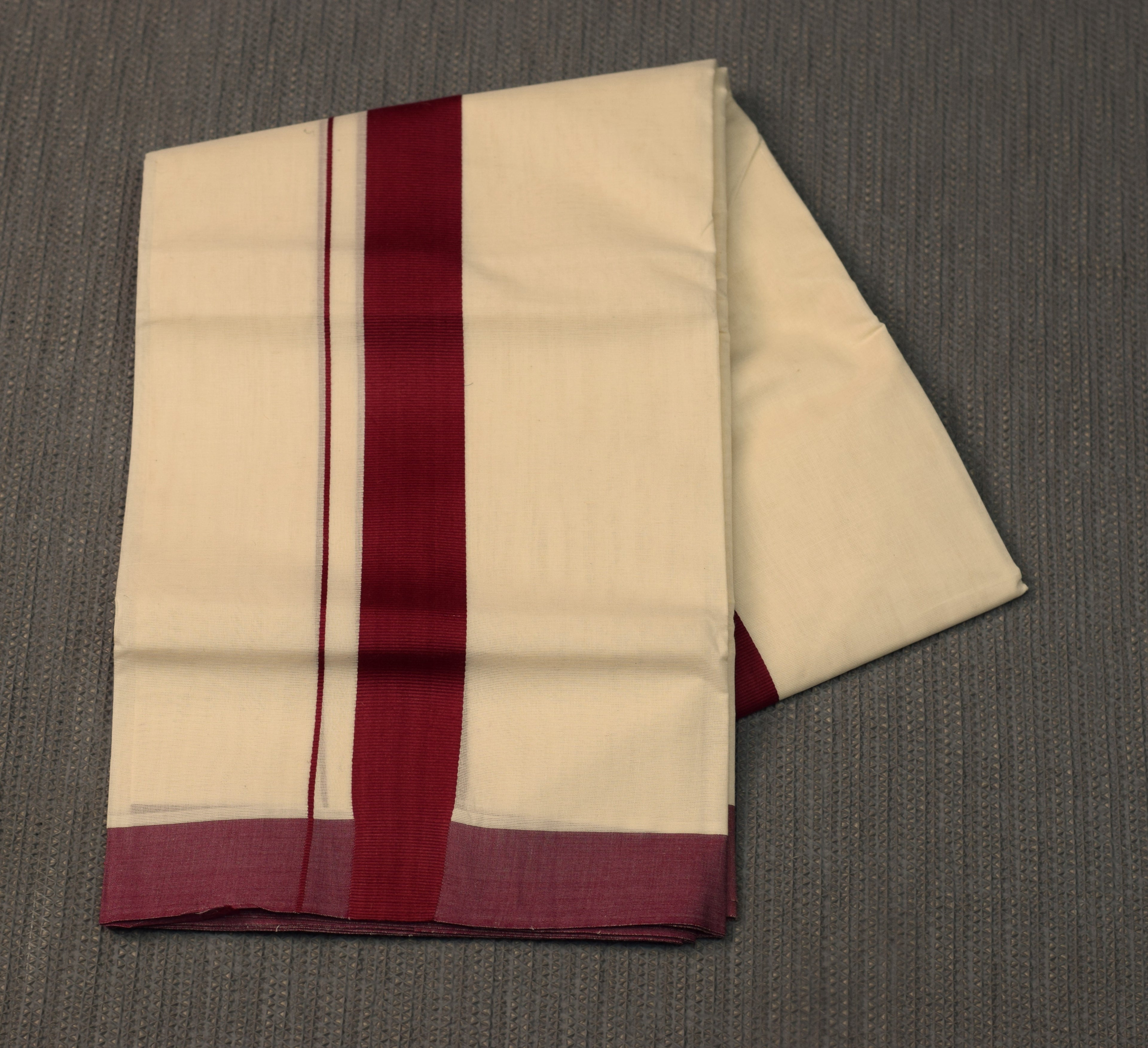Traditional Kodi Double Mundu with Maroon Border