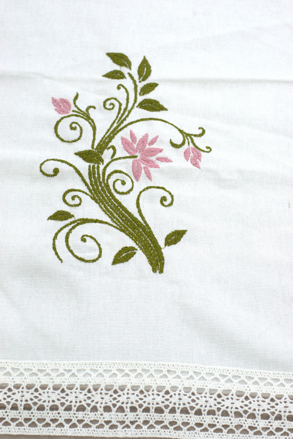 Premium King Size Cotton Bedspread Set with Embroidered Floral Lace Panel