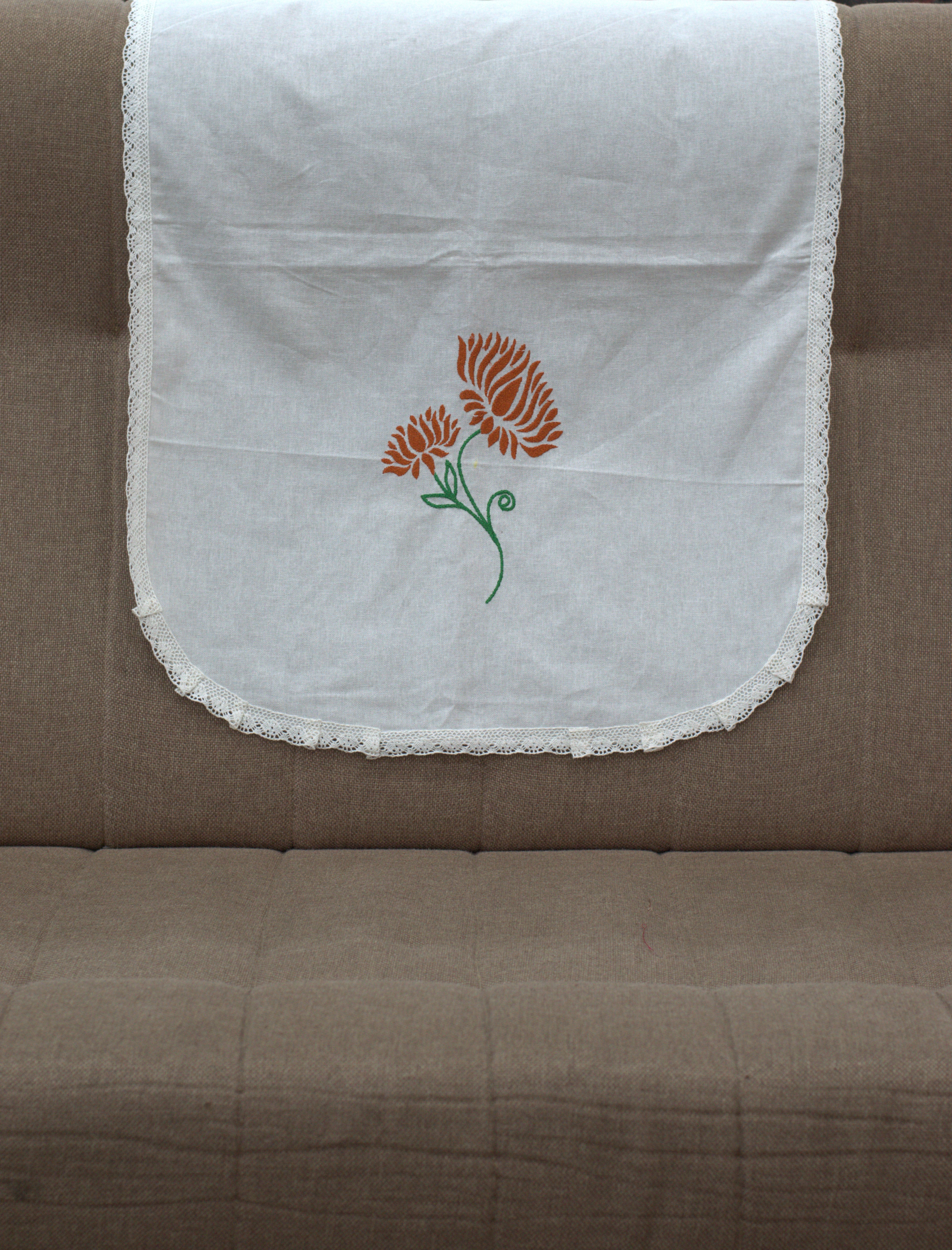 Floral Embroidered Chair Back Cover Set - View 2 - Floral Embroidered - Nushio