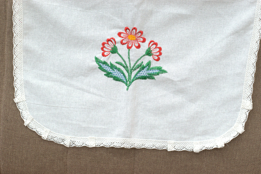 Embroidered Floral Chair Back Cover Set - View 2 - Floral Embroidered - Nushio