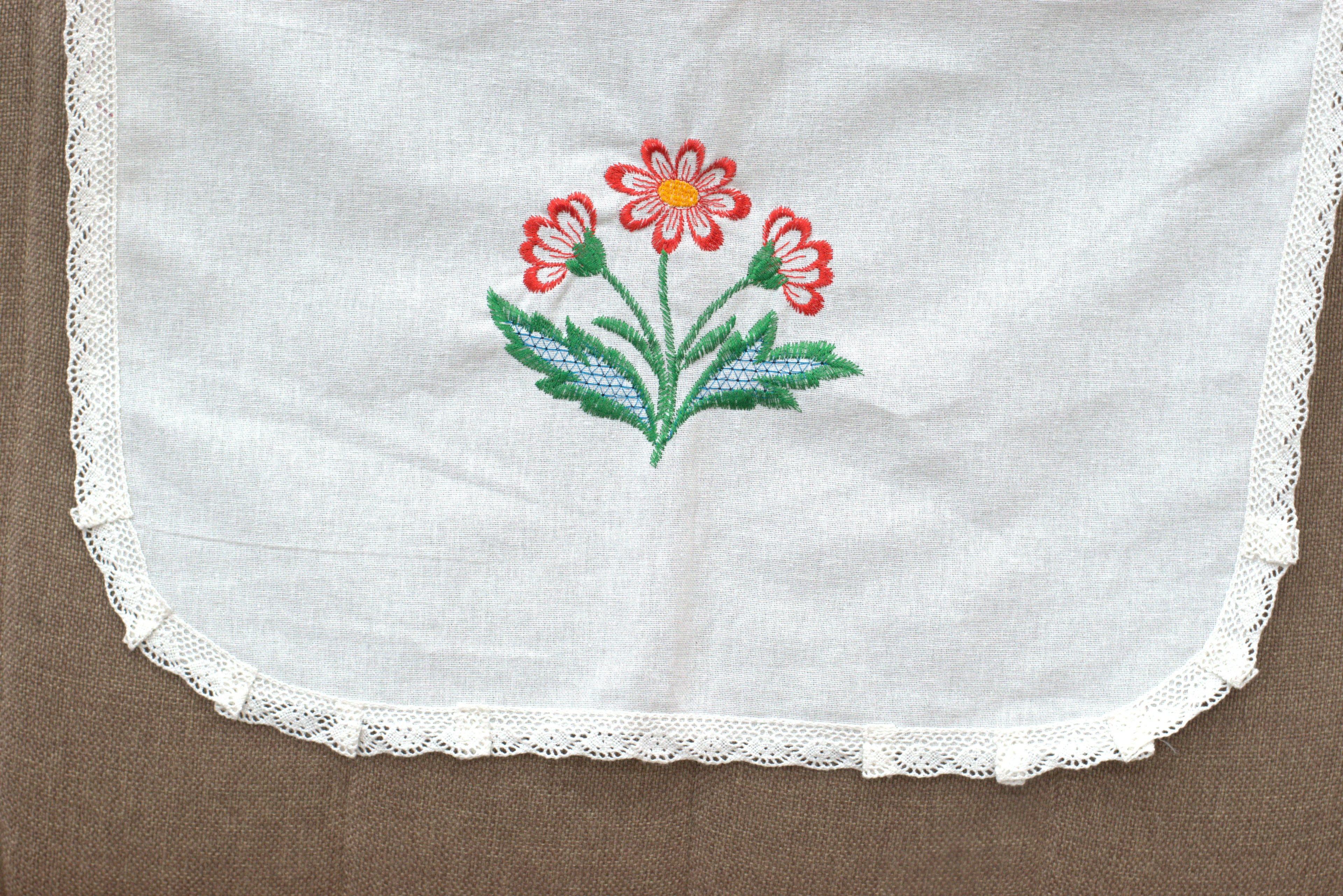 Embroidered Floral Chair Back Cover Set - View 2 - Floral Embroidered - Nushio
