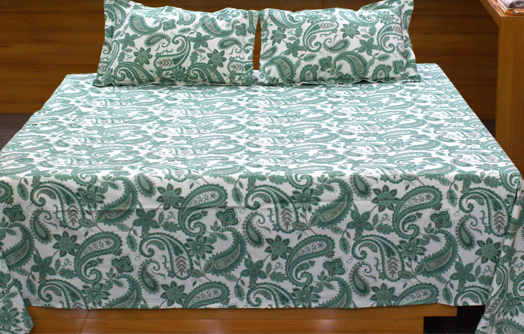 King Size Cotton Blend Bedsheet – 110 x 110 Inches | Paisley Floral Print