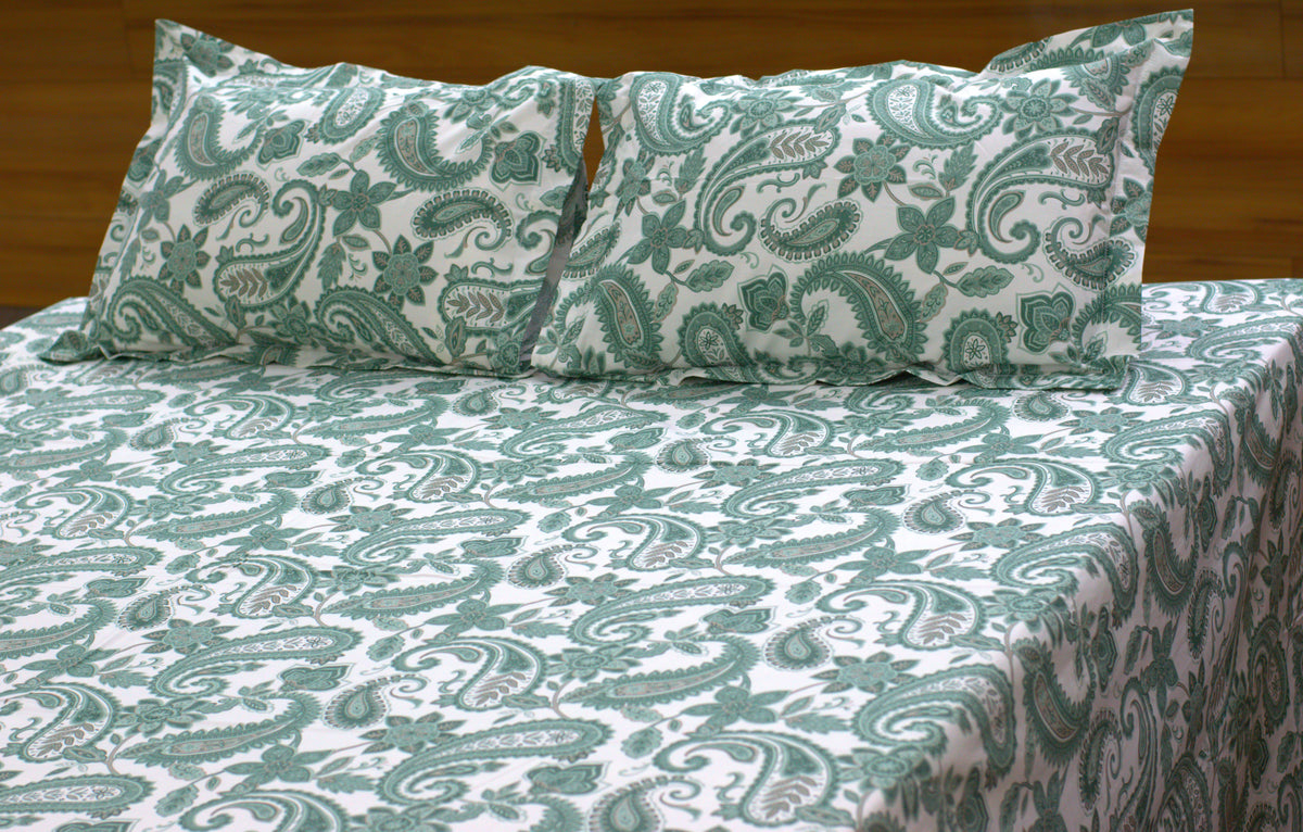 King Size Cotton Blend Bedsheet – 110 x 110 Inches | Paisley Floral Print