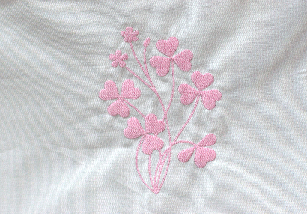 White Chair Back Cover Set with Pink Floral Embroidery