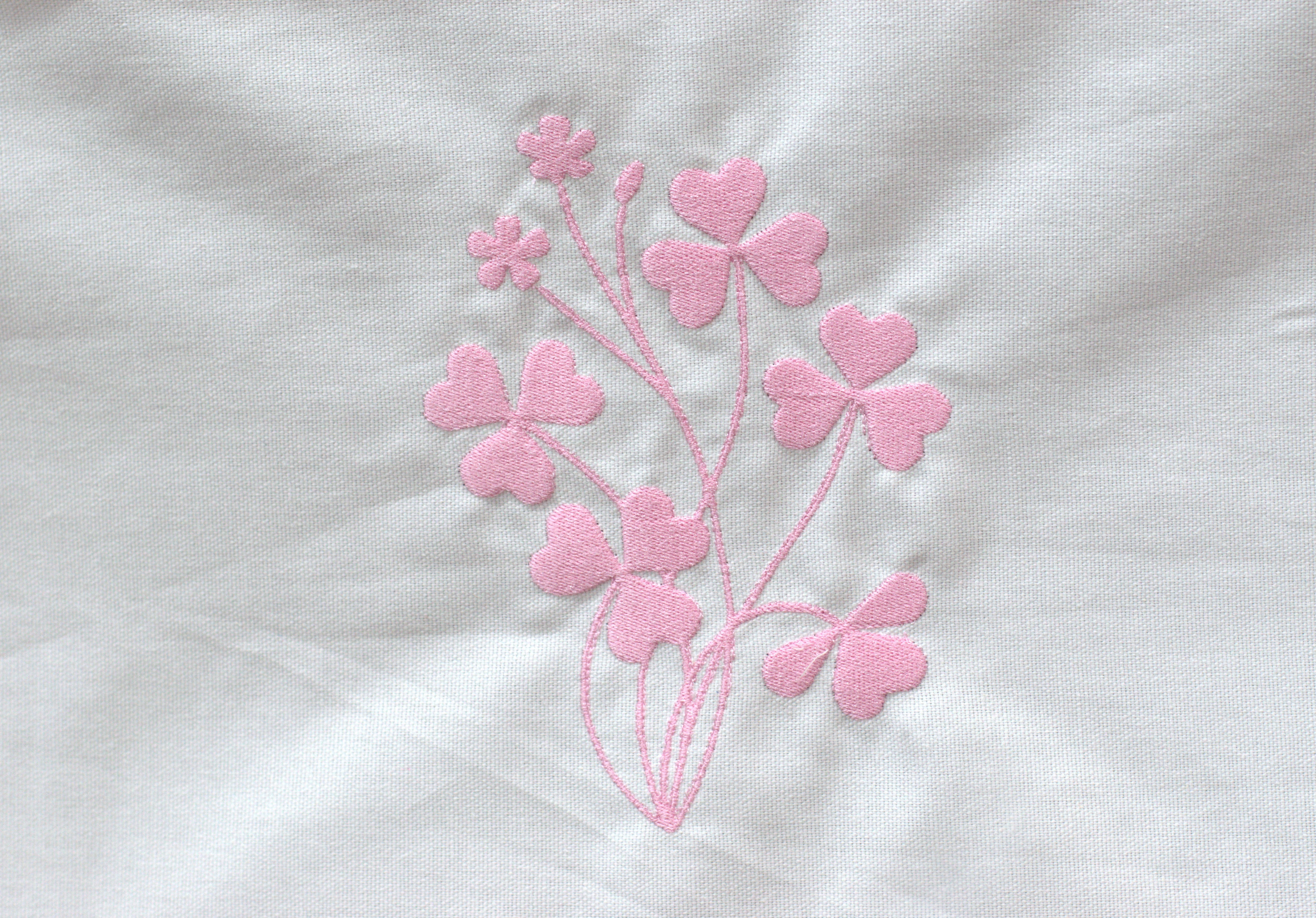 White Chair Back Cover Set with Pink Floral Embroidery