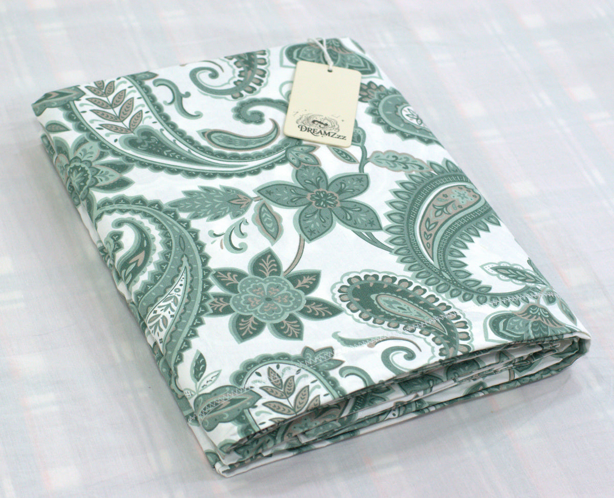 King Size Cotton Blend Bedsheet – 110 x 110 Inches | Paisley Floral Print