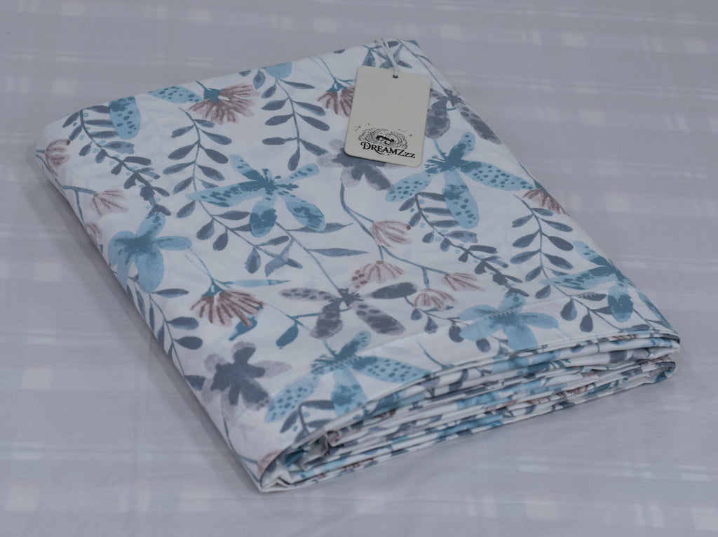 Floral Printed Cotton Blend Bedsheet – 110 × 110 Inches