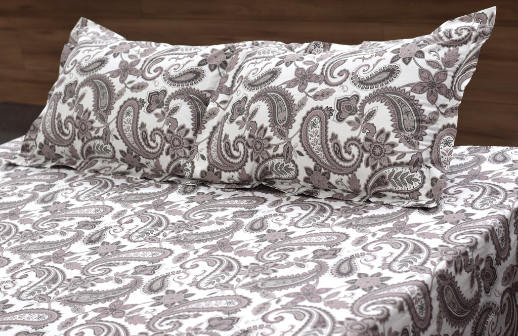 Premium Cotton Blend Double Bedsheet – 110 x 110 Inches | Elegant Paisley Floral Print