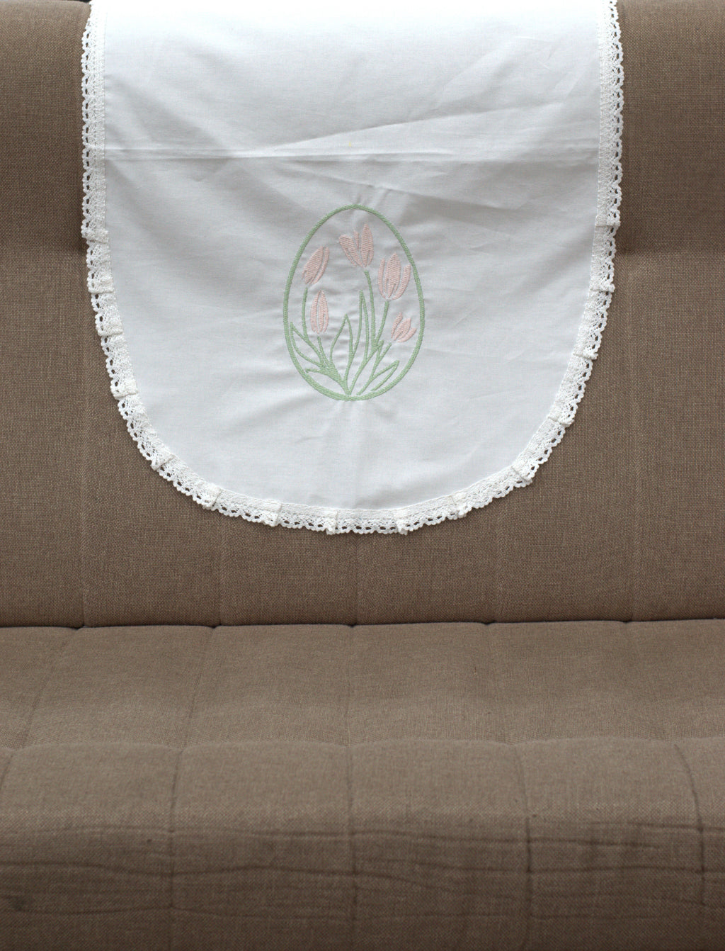 Embroidered Floral Chair Back Cover Set - View 2 - Floral Embroidered - Nushio