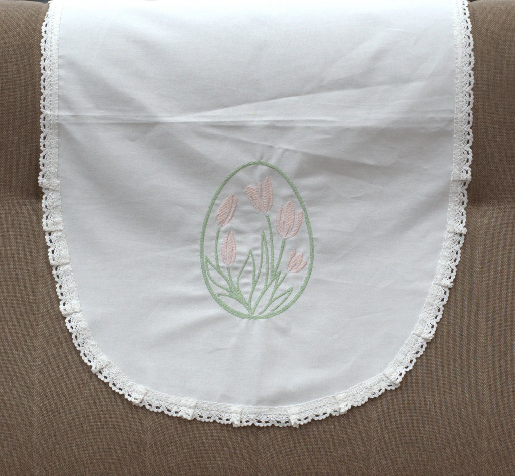 Embroidered Floral Chair Back Cover Set - View 3 - Floral Embroidered - Nushio