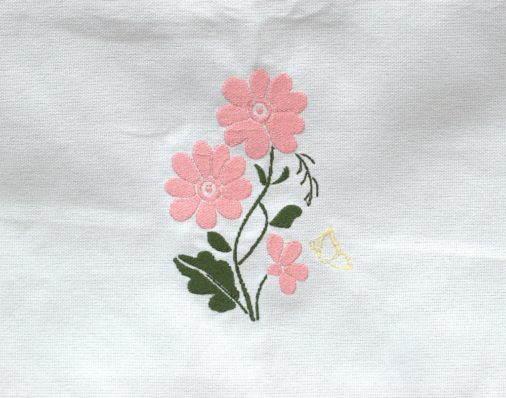 White Floral Embroidered Chair Back Cover Set