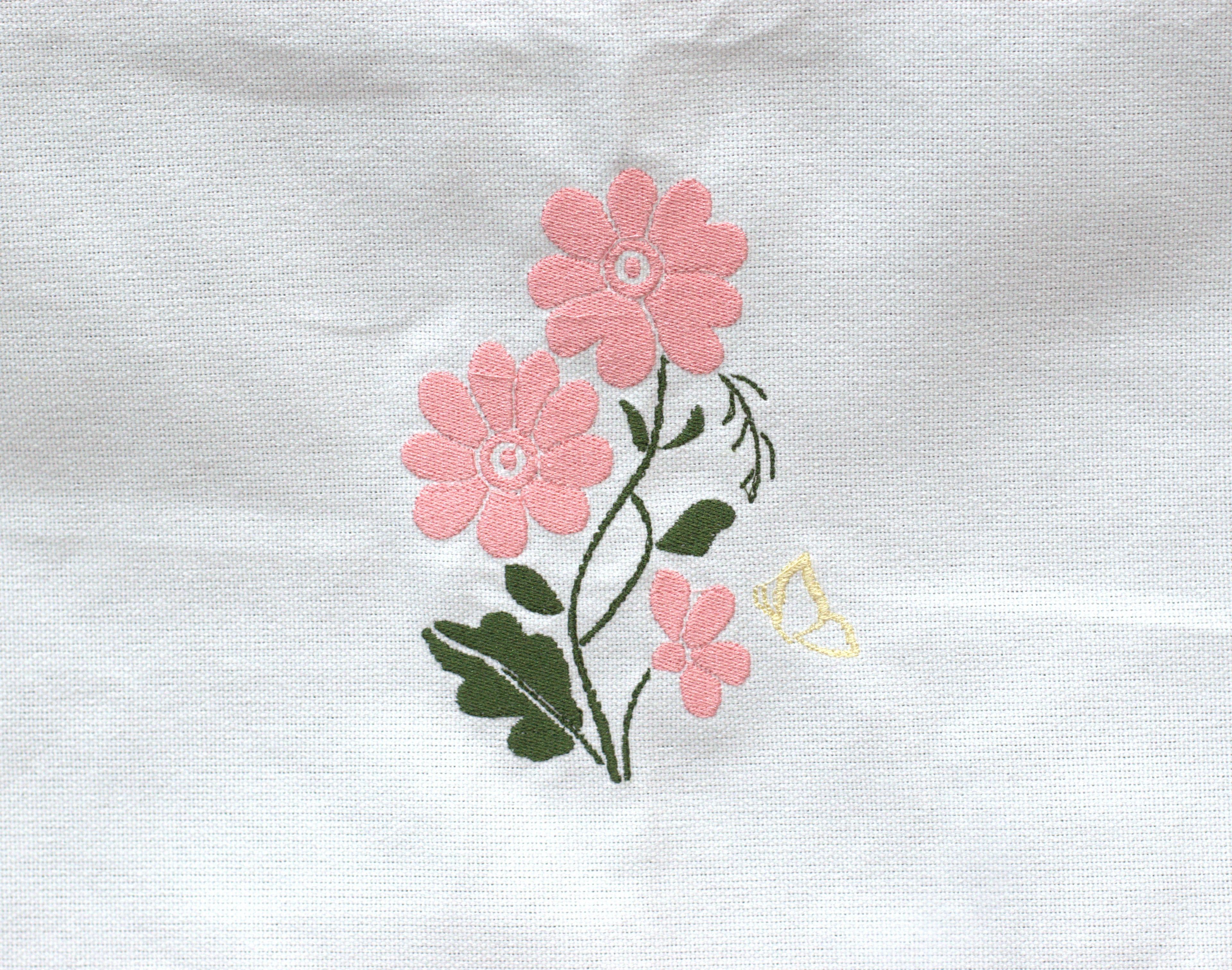 White Floral Embroidered Chair Back Cover Set