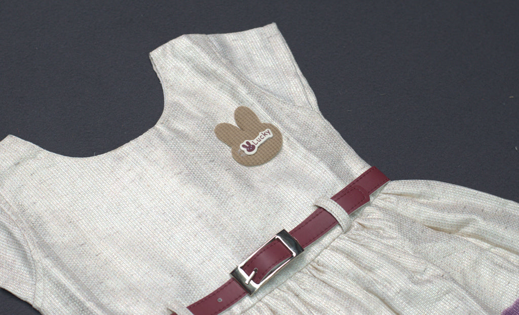 Kids' Floral Border Semi-Jute Frock with Contrast Belt