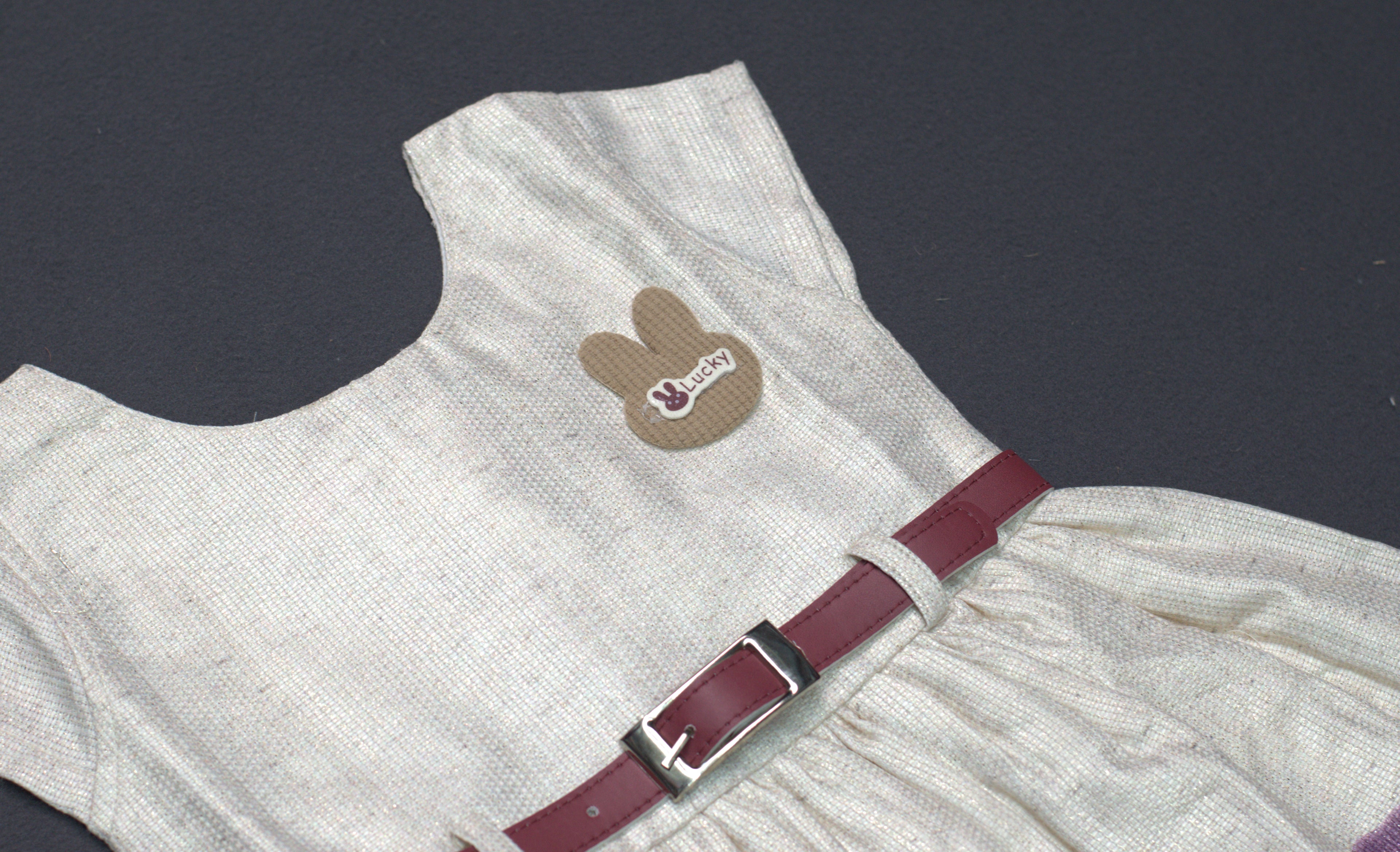Kids' Floral Border Semi-Jute Frock with Contrast Belt