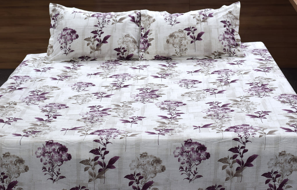 Elegant Floral Printed Cotton Bedsheet – 110 x 110 Inches