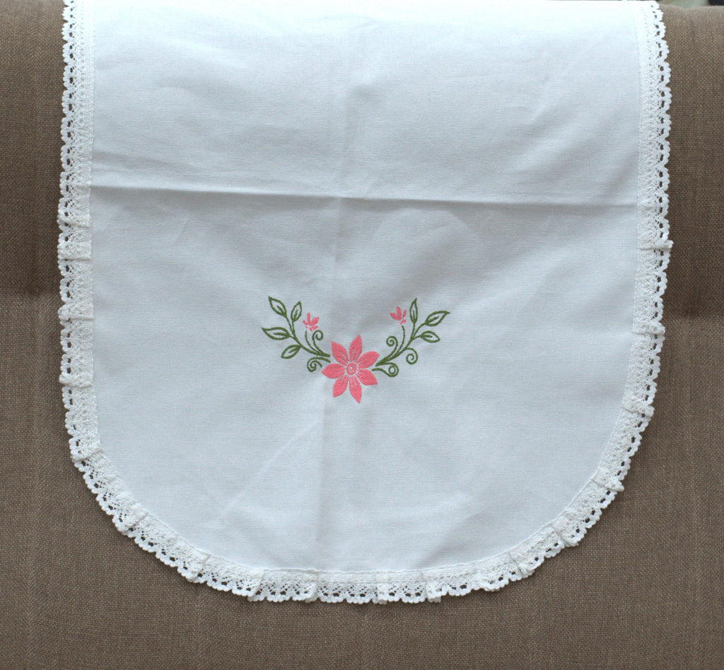 Floral Embroidered Chair Back Cover Set