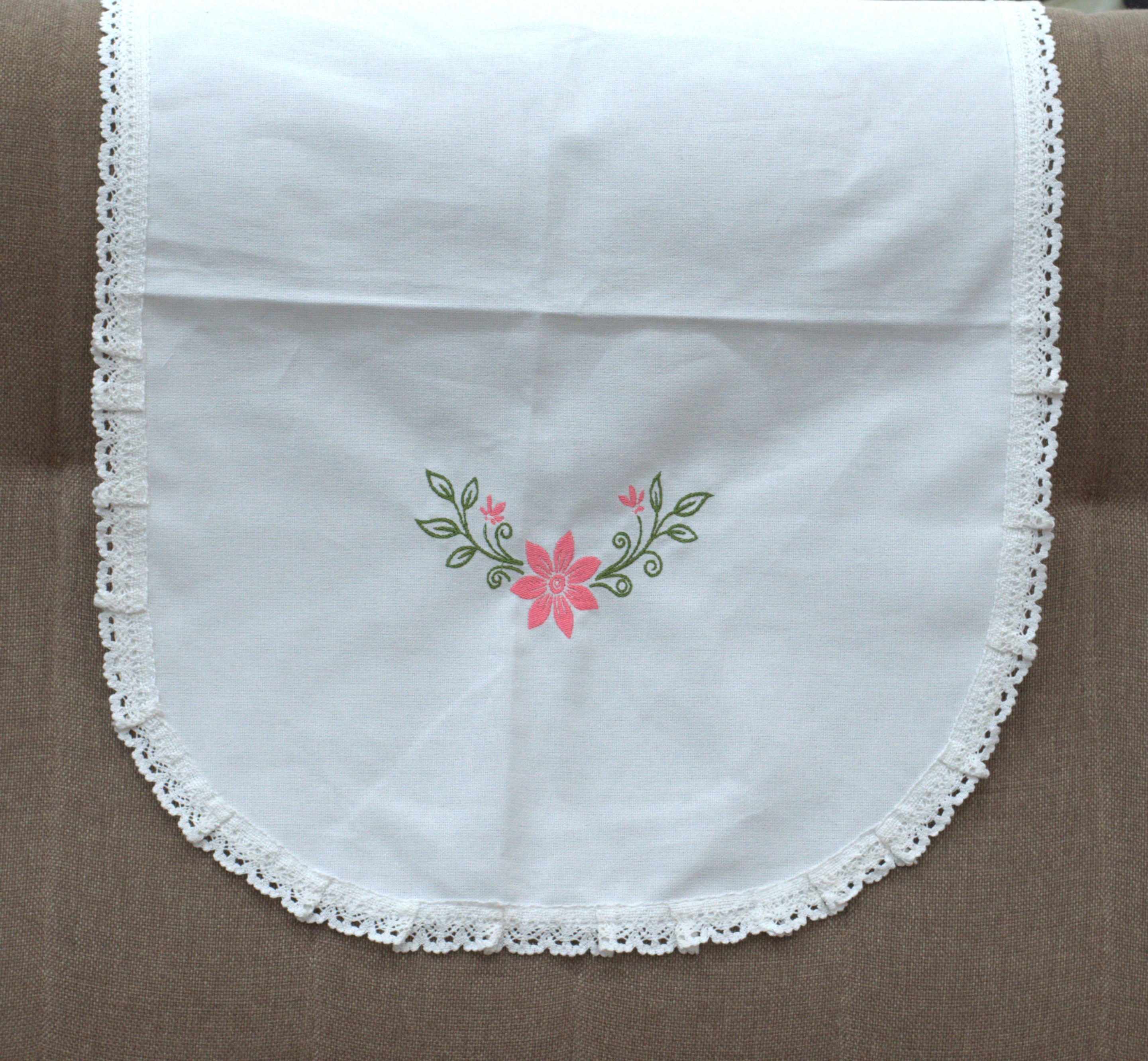 Floral Embroidered Chair Back Cover Set