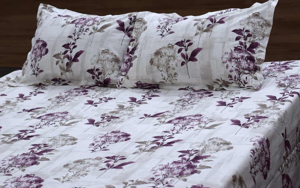 Elegant Floral Printed Cotton Bedsheet – 110 x 110 Inches
