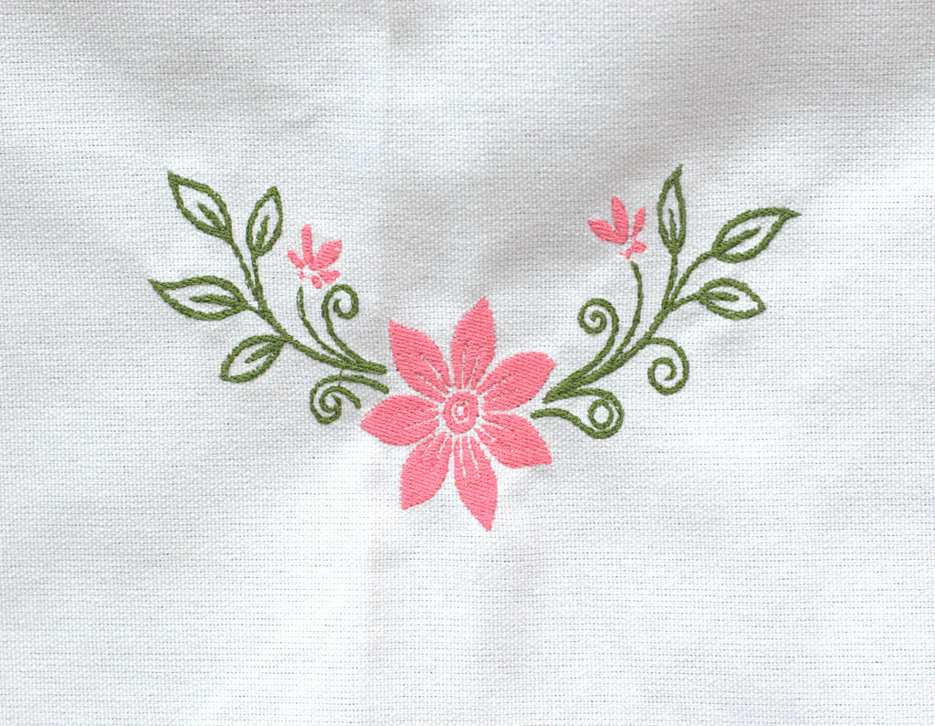 Floral Embroidered Chair Back Cover Set - View 3 - Floral Embroidered - Nushio