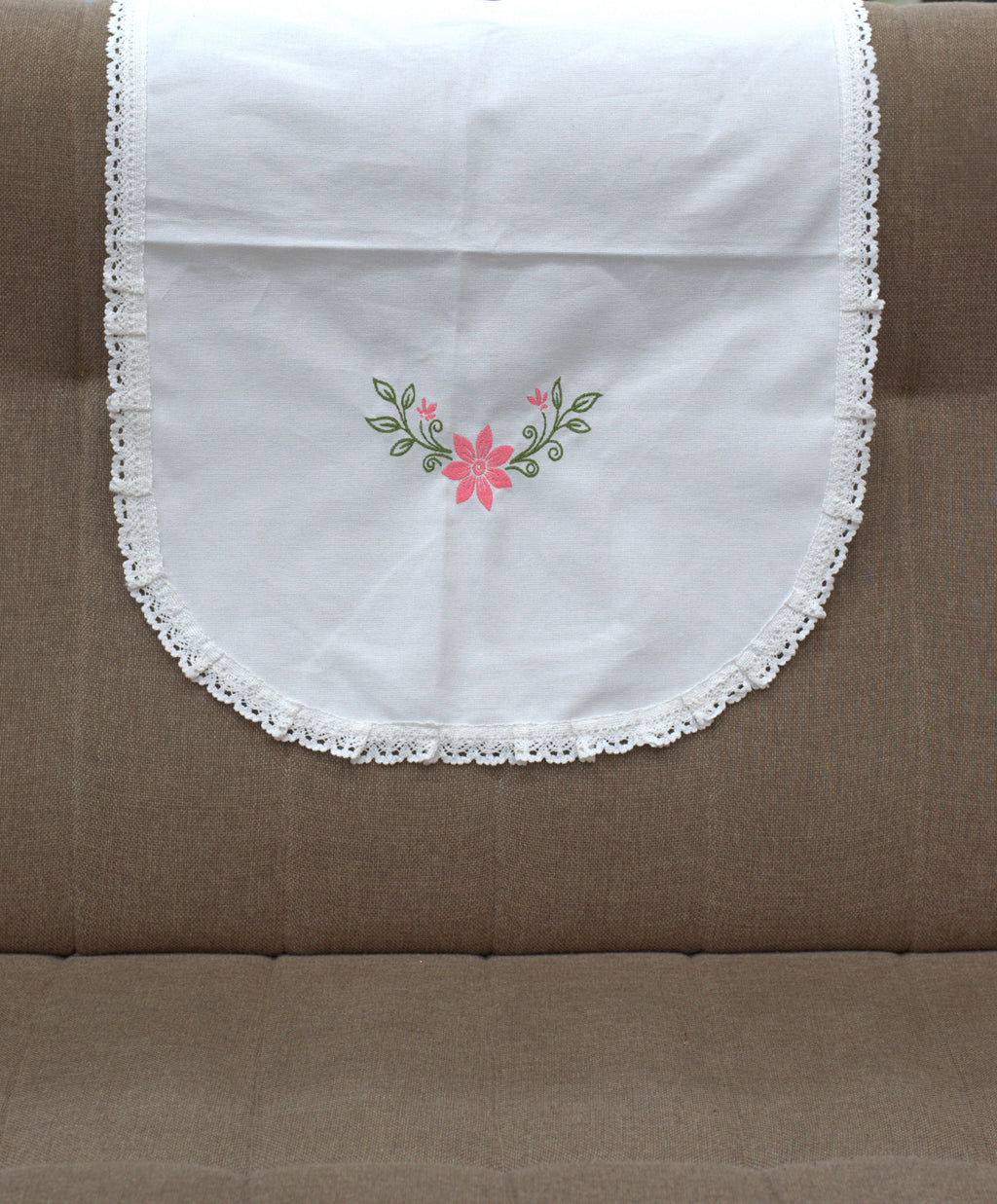 Floral Embroidered Chair Back Cover Set - View 2 - Floral Embroidered - Nushio