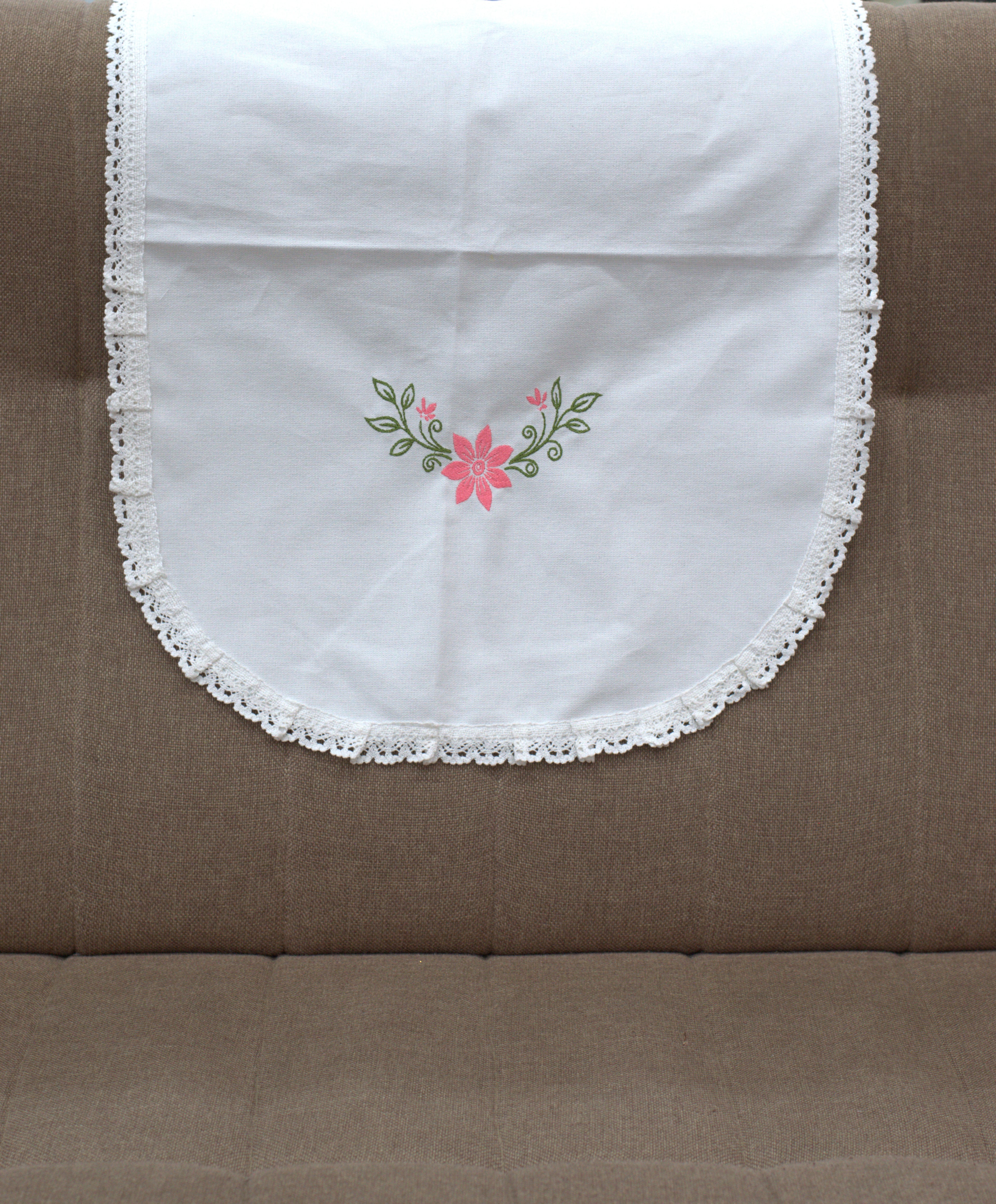 Floral Embroidered Chair Back Cover Set - View 2 - Floral Embroidered - Nushio