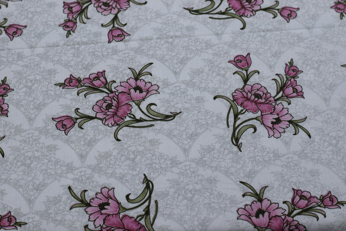 Premium Cotton Floral Printed Double Bedsheet – 110 x 110 Inches