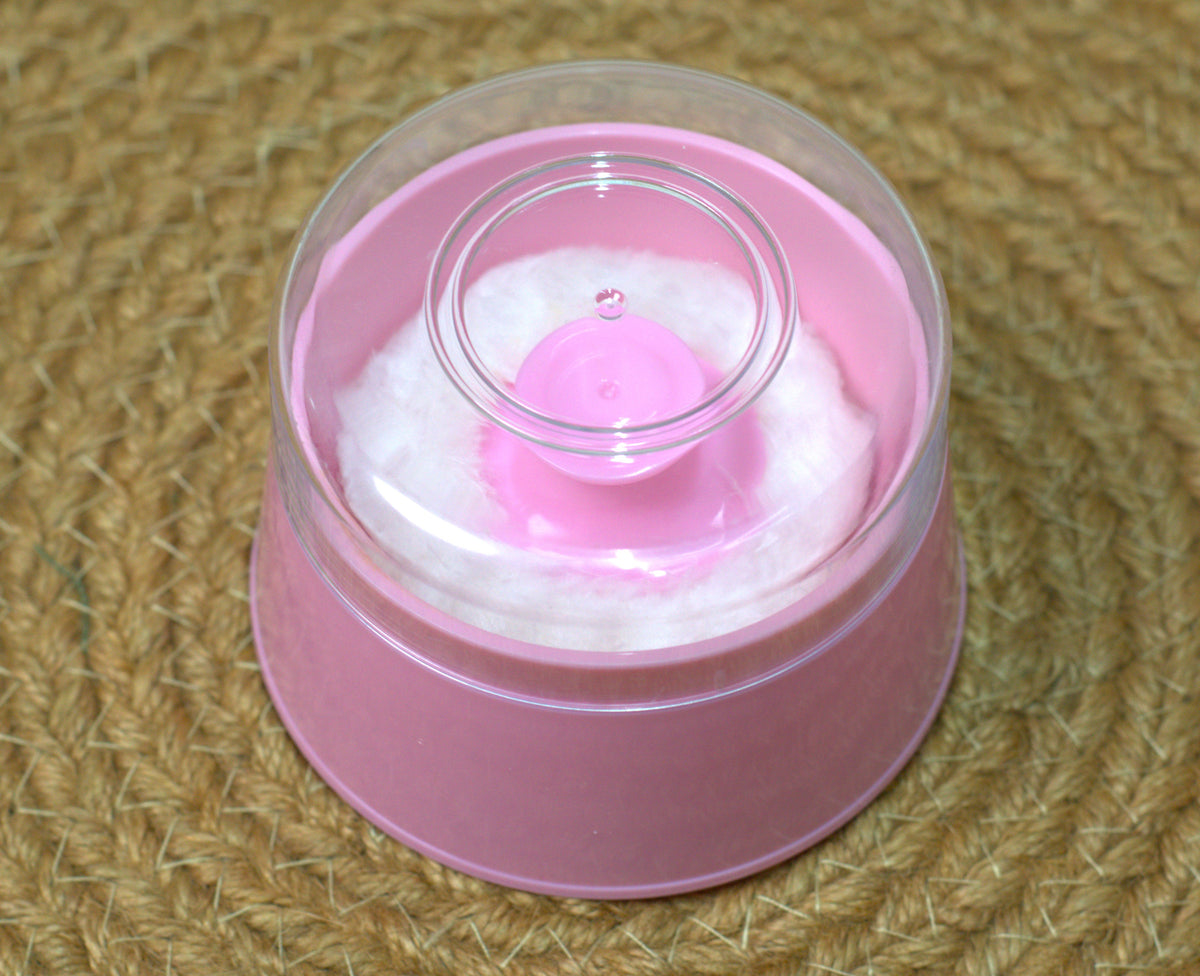Soft Touch Baby Powder Puff Case with Easy-Grip Handle – Portable Pink Storage Container