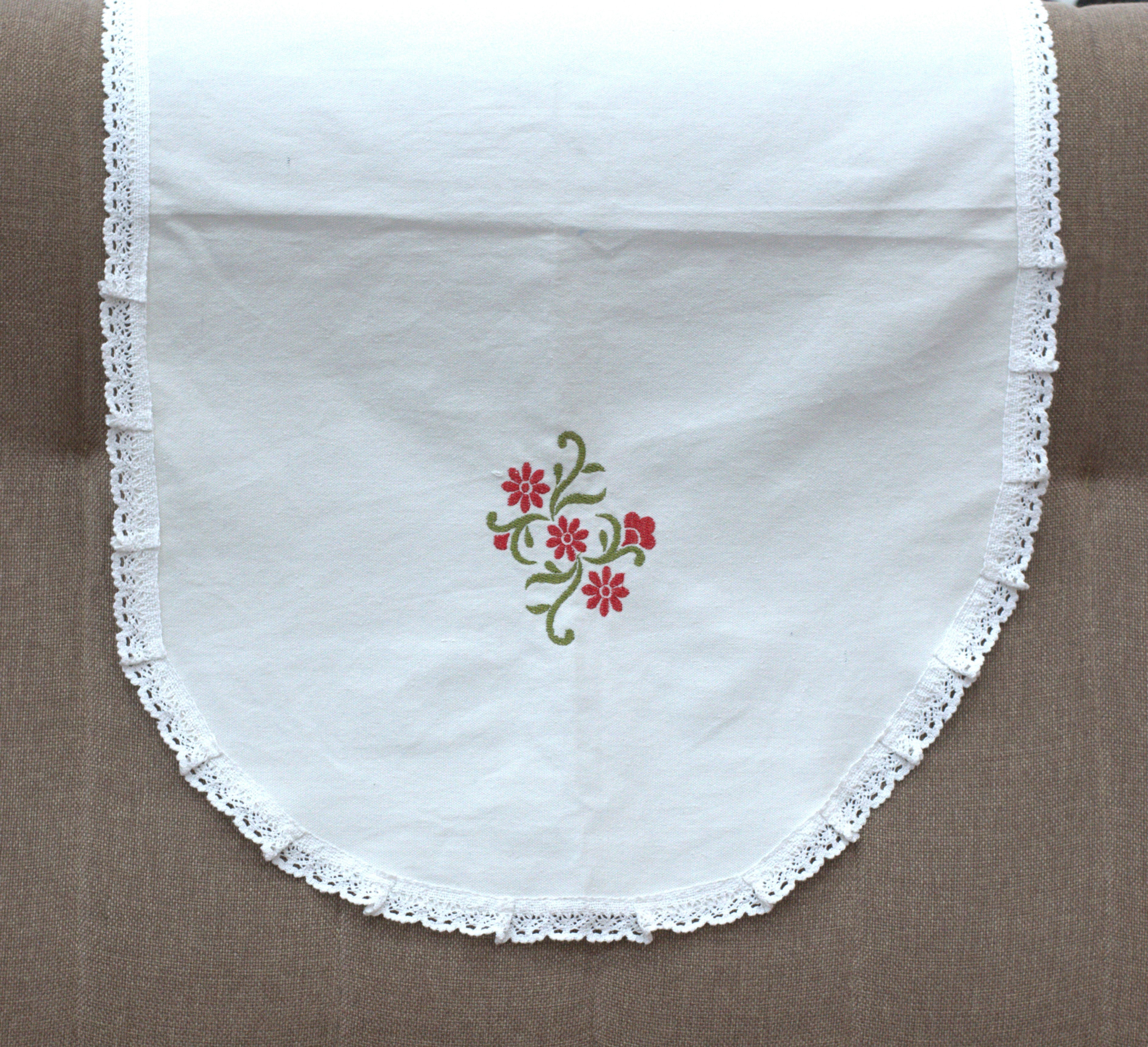 White Embroidered Chair Back Cover Set