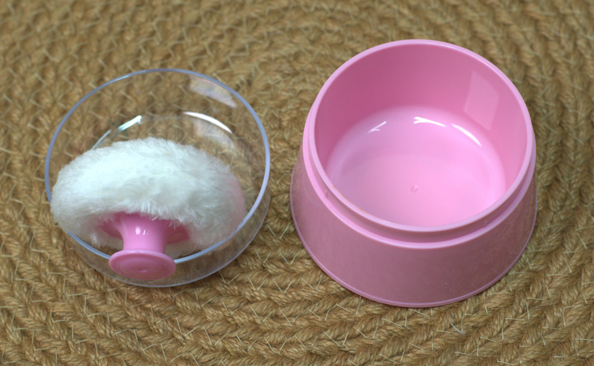 Soft Touch Baby Powder Puff Case with Easy-Grip Handle – Portable Pink Storage Container