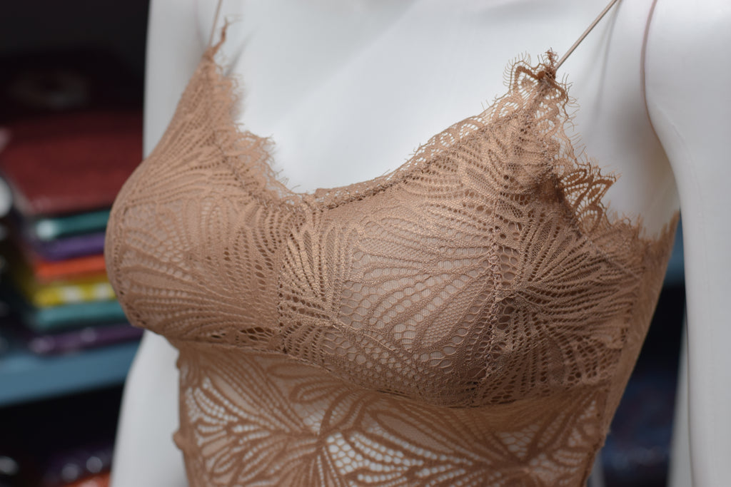 Women’s Floral Lace Padded Crop Top Bra – Soft Stretch Bralette Camisole