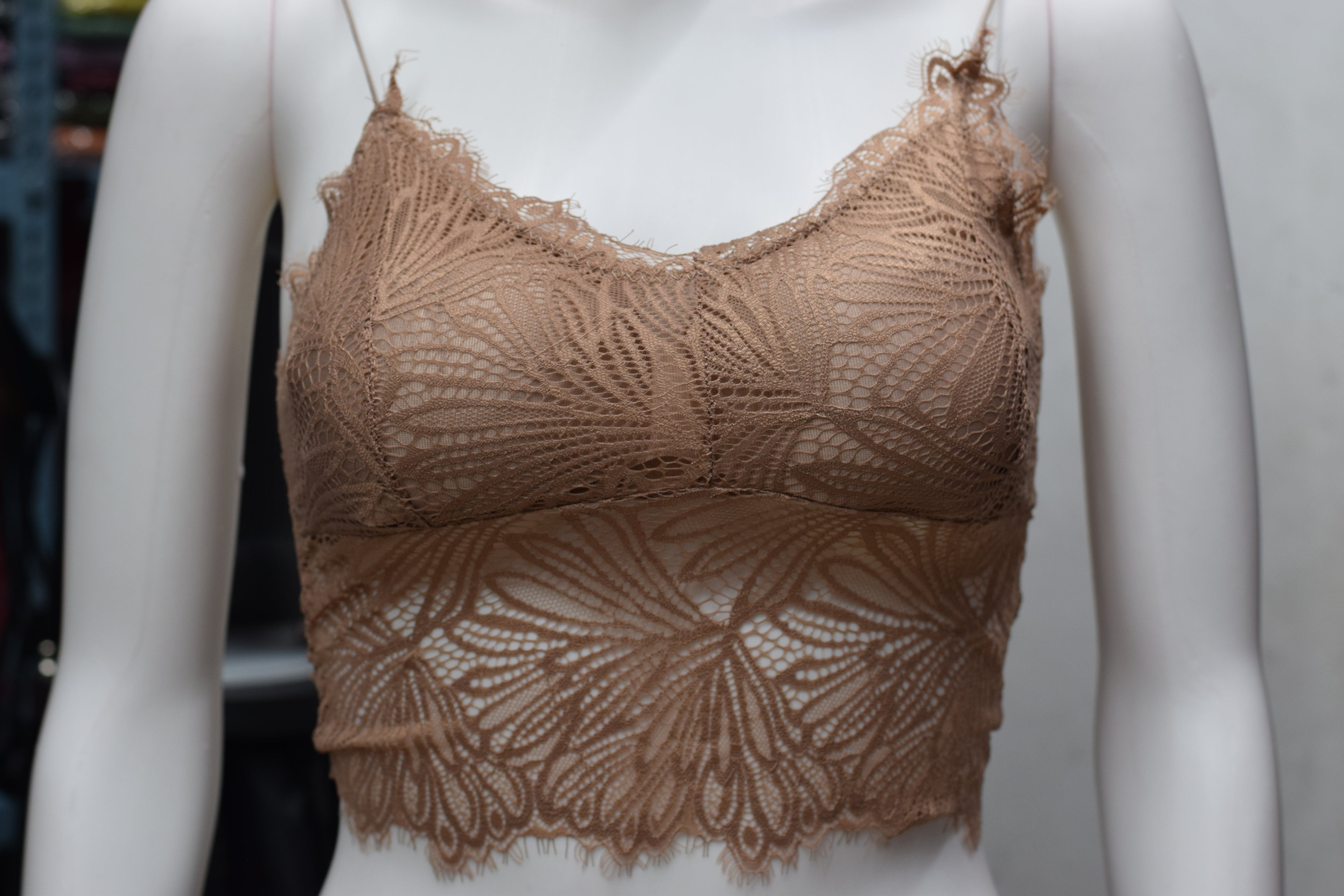 Women’s Floral Lace Padded Crop Top Bra – Soft Stretch Bralette Camisole